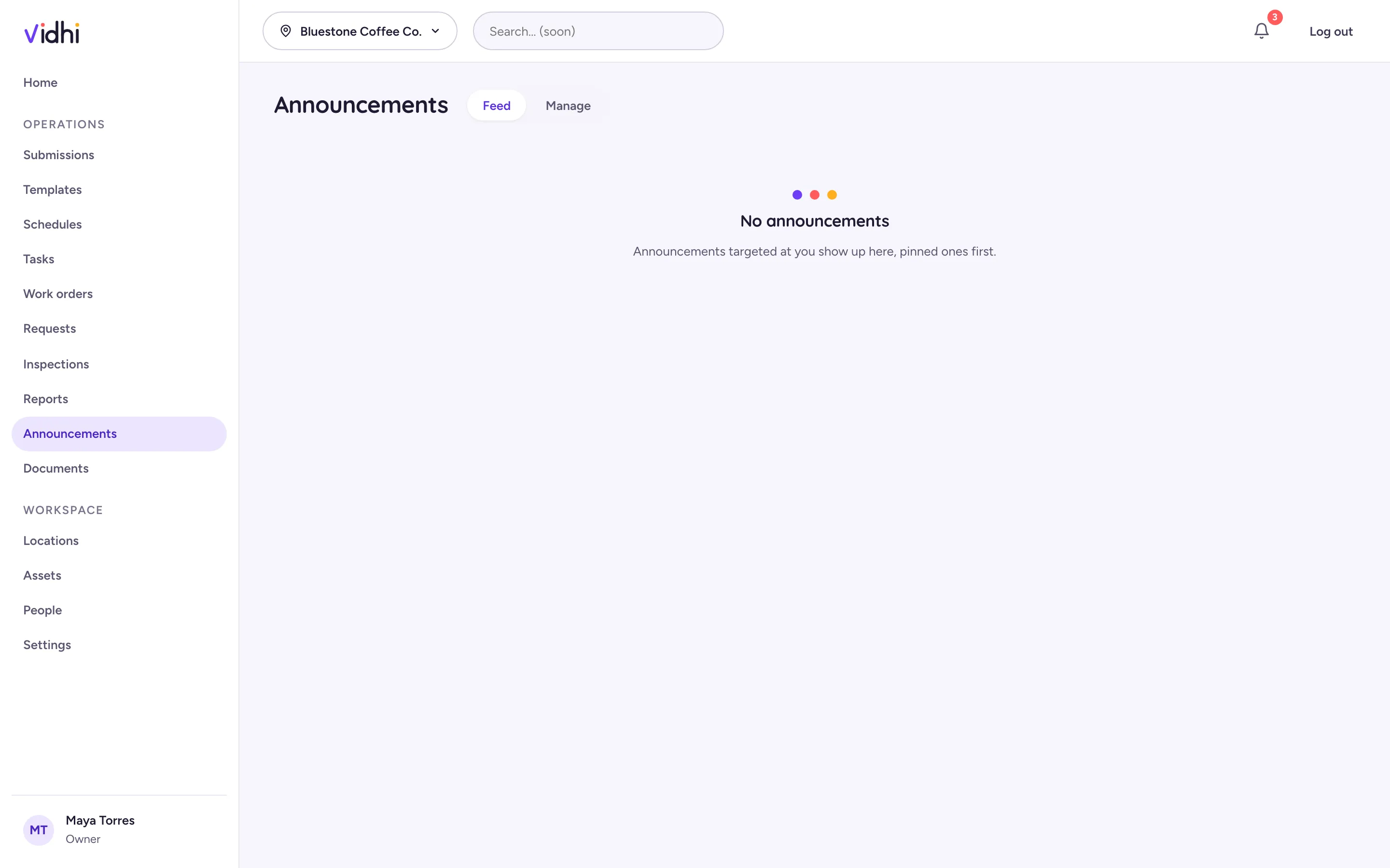 vidhi announcements — publish to the frontline with acknowledgement tracking